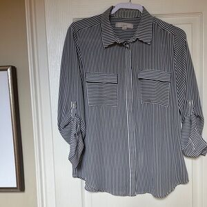 LOFT Black and White Striped Top